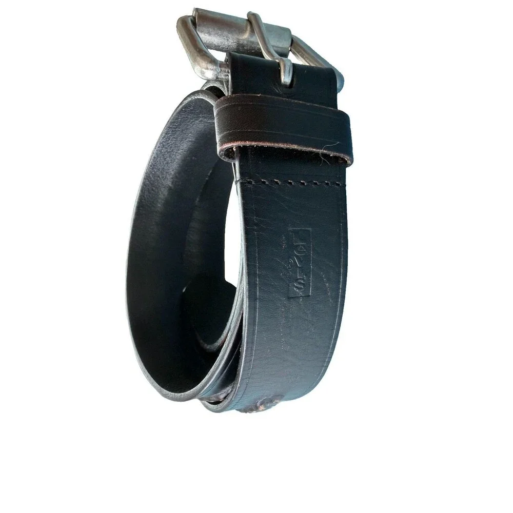 Levi's Men's Size Large 38-40 Black Distressed Leather Roller Buckle Belt